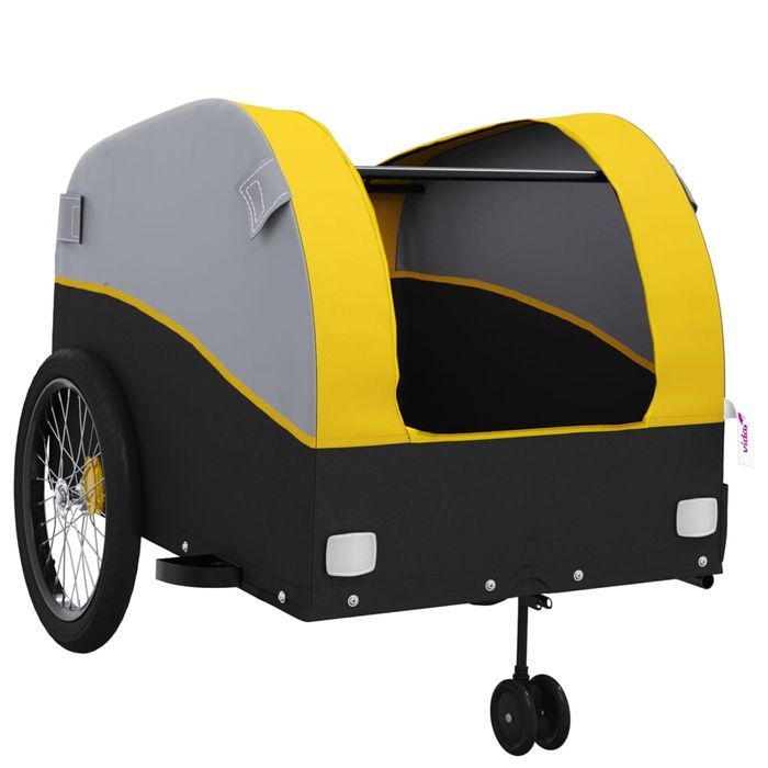 vidaXL Przyczepka rowerowa, czarno-żółta, 45 kg, żelazo