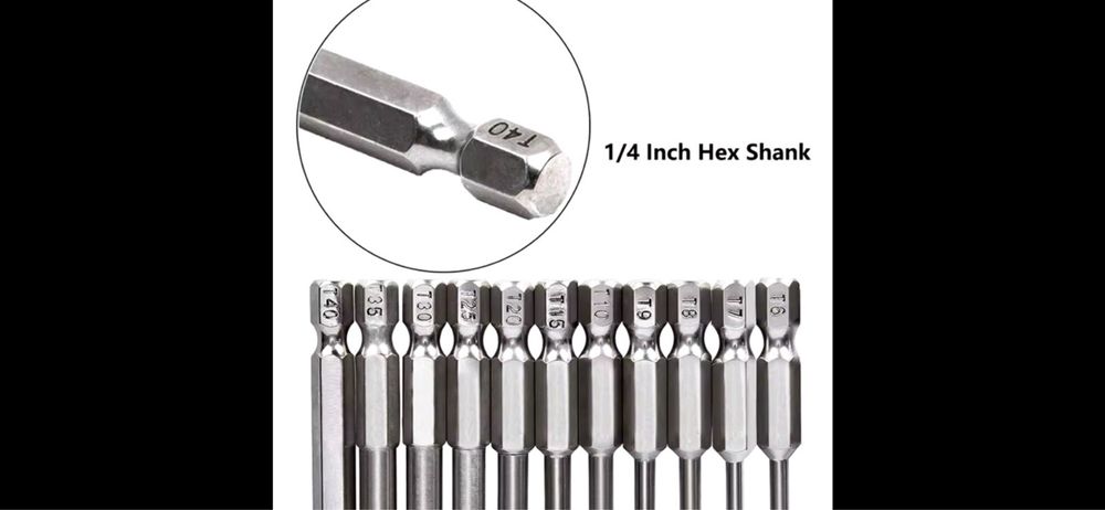 Насадки на гайковерт TORX з отвором 12 шт.