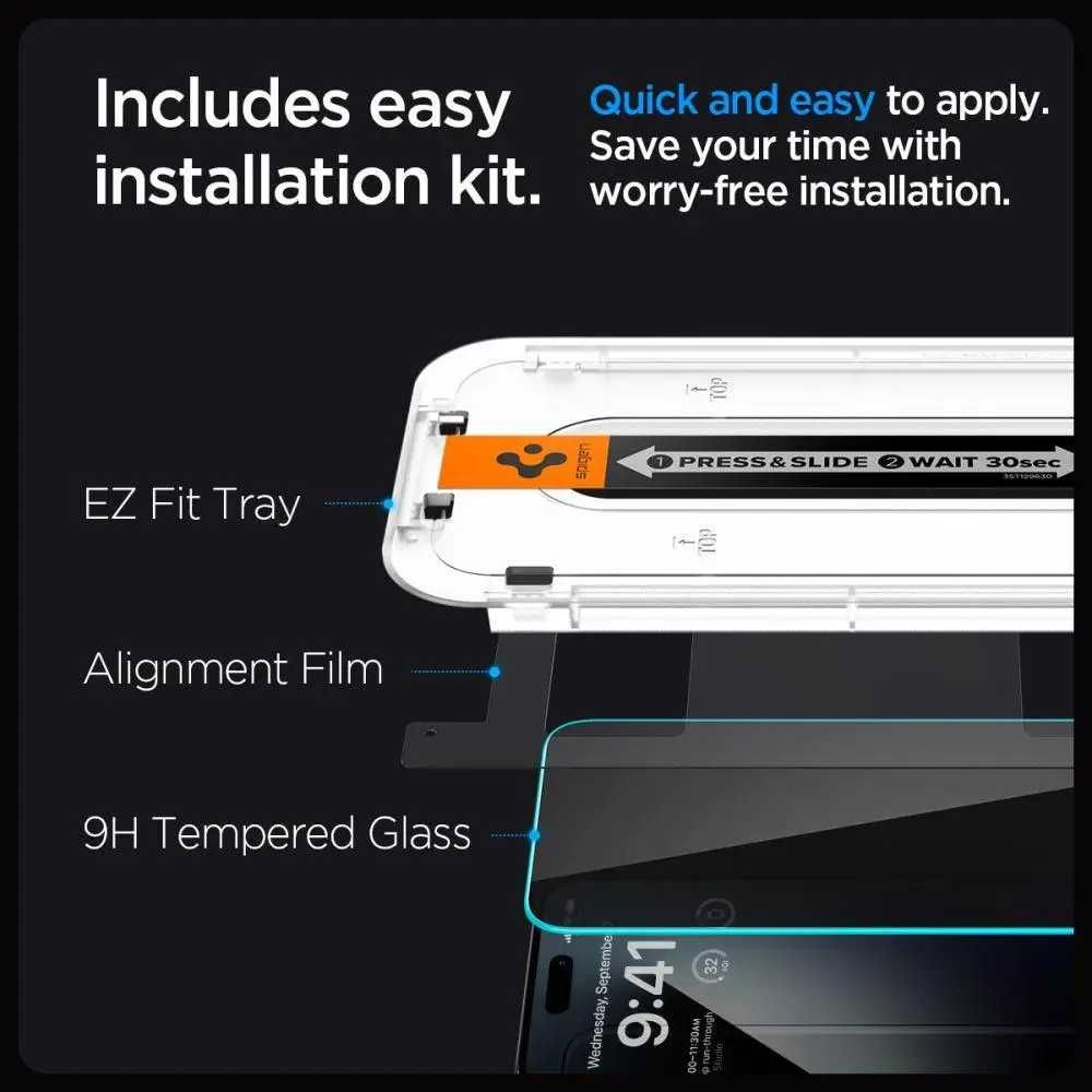 Защитное стекло Spigen Glas.tR EZ FIT Privacy 2-Pack iPhone 15 Pro