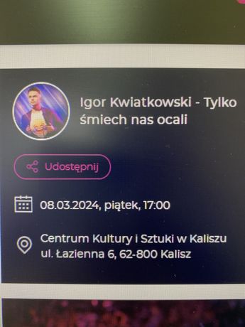 Bilety Igor Kwiatkowski Kalisz Dzień Kobiet
