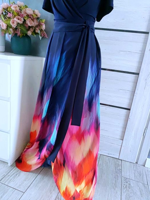 długa suknia sukienka w kwiaty rozmiar 48 na wesele komunię 4xl