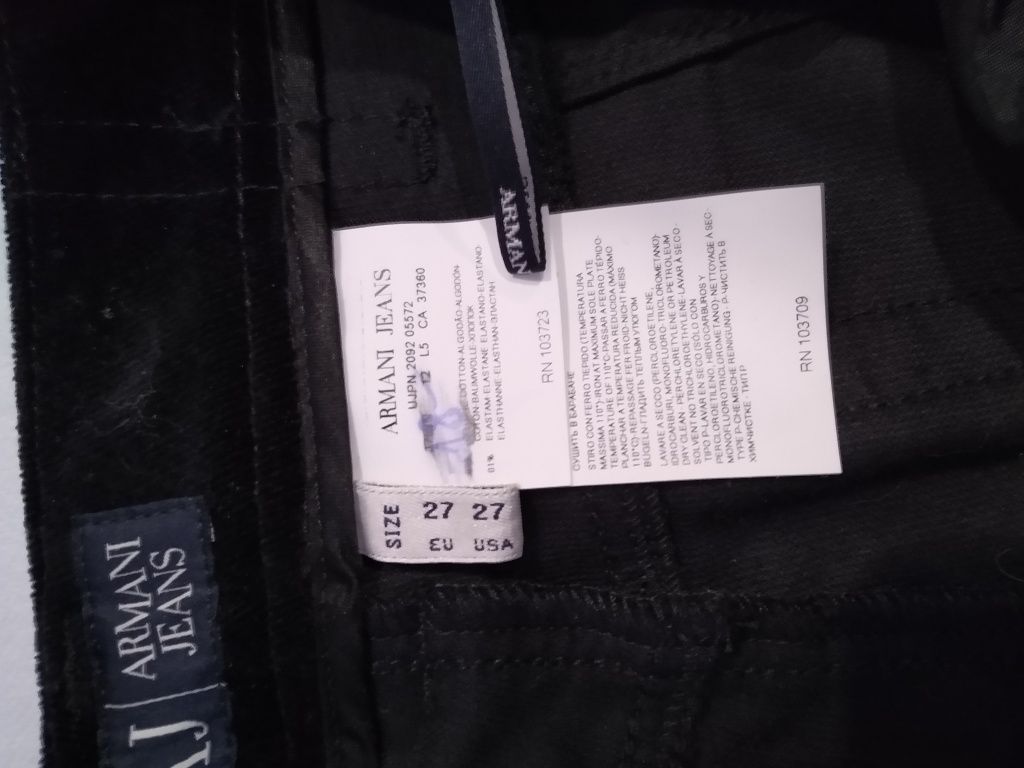 Sztruksy spodnie Armani Jeans czarne 27  Emporio