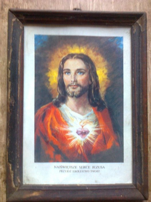 obraz stary Pan Jezus przepiekny starodawny unikat starocie