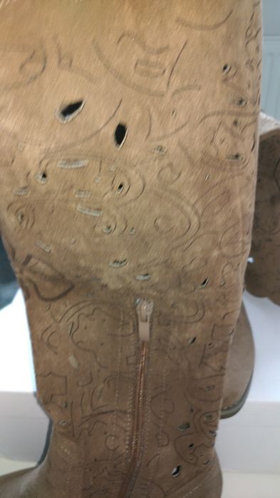 Kozaki bezowe ażurowe