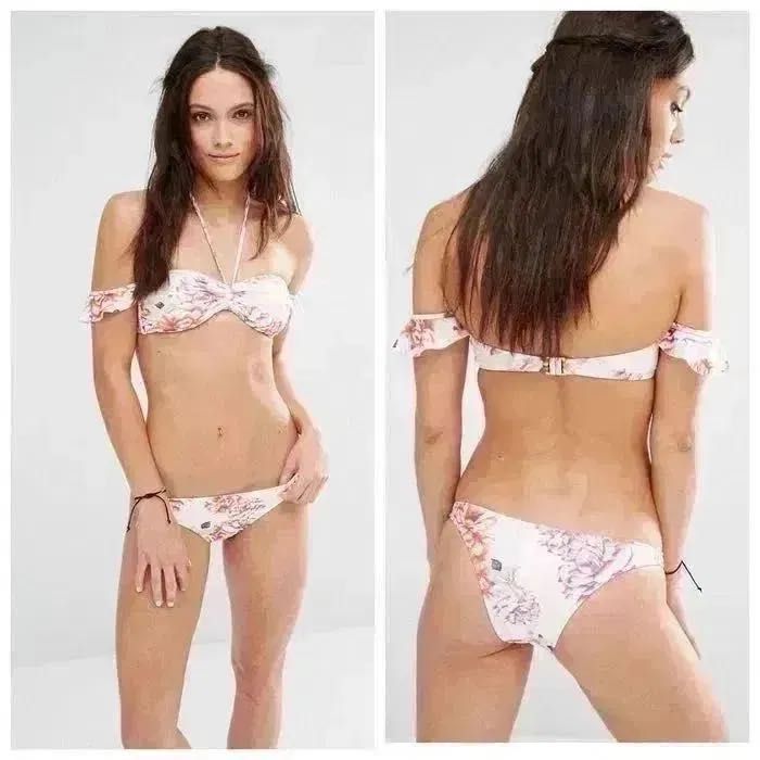 Купальник бікіні MINKPINK білий в квіти раздельный бикини белый цветы