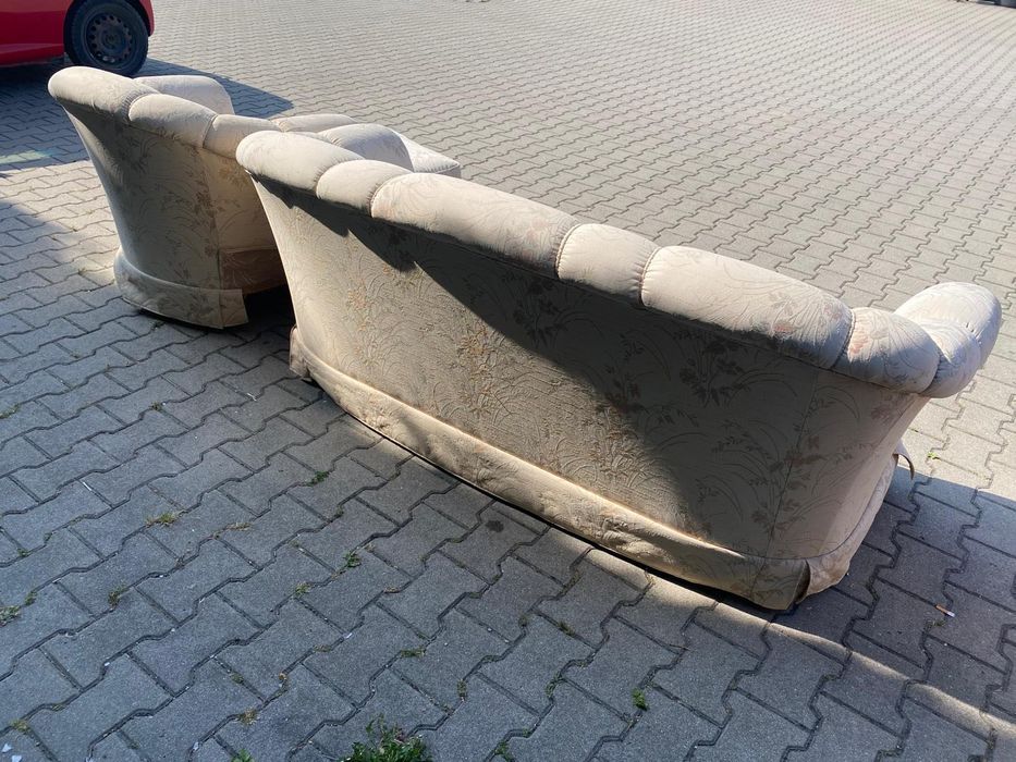 Stylowy wypoczynek z Niemiec Sofa + fotel + podnóżek DOWÓZ DO DOMU
