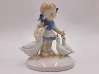 Figurka porcelanowa dziewczynka i 3 gęsi Heinz&Co Grafenthal