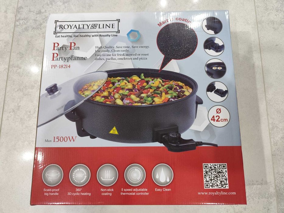Patelnia podgrzewacz elektryczna 42cm XXL 1500W nie przywiera nonstick