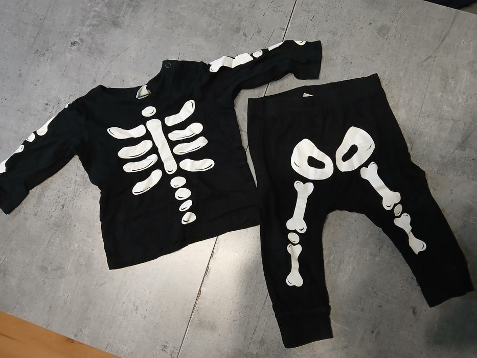 Strój Halloween Kościotrup H&M rozmiar 68 koszulka + spodenki