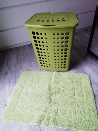 Zielony kosz na bieliznę pranie curver 40l gratis dywanik łazienkowy