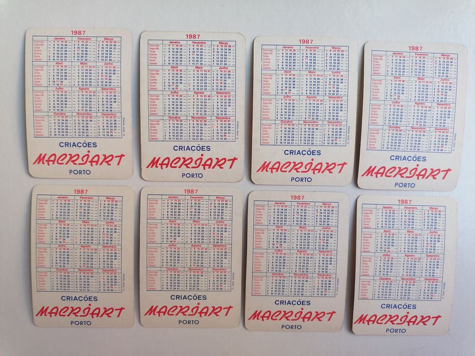 Conjunto de 8 calendários de 1987 do Rocky IV