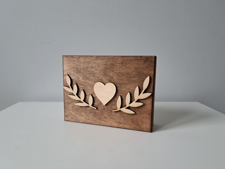 Pudełeczko na obrączki dąb rustykalny pudełko na obrączki ślub