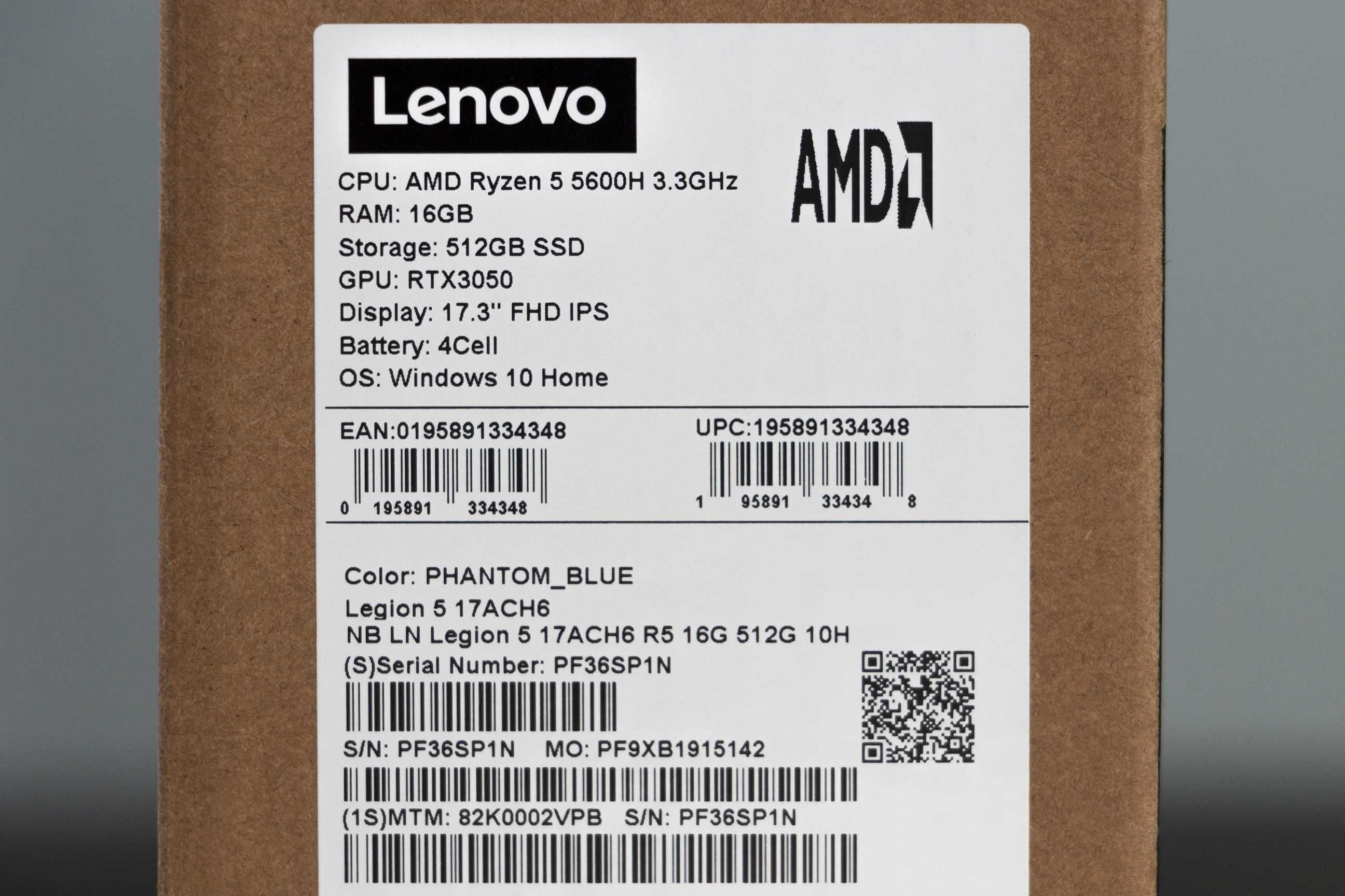 Ноутбук Lenovo Legion 5 17ACH6 (17.3/144HZ/5600H/RTX3050/RAM16/SSD512)