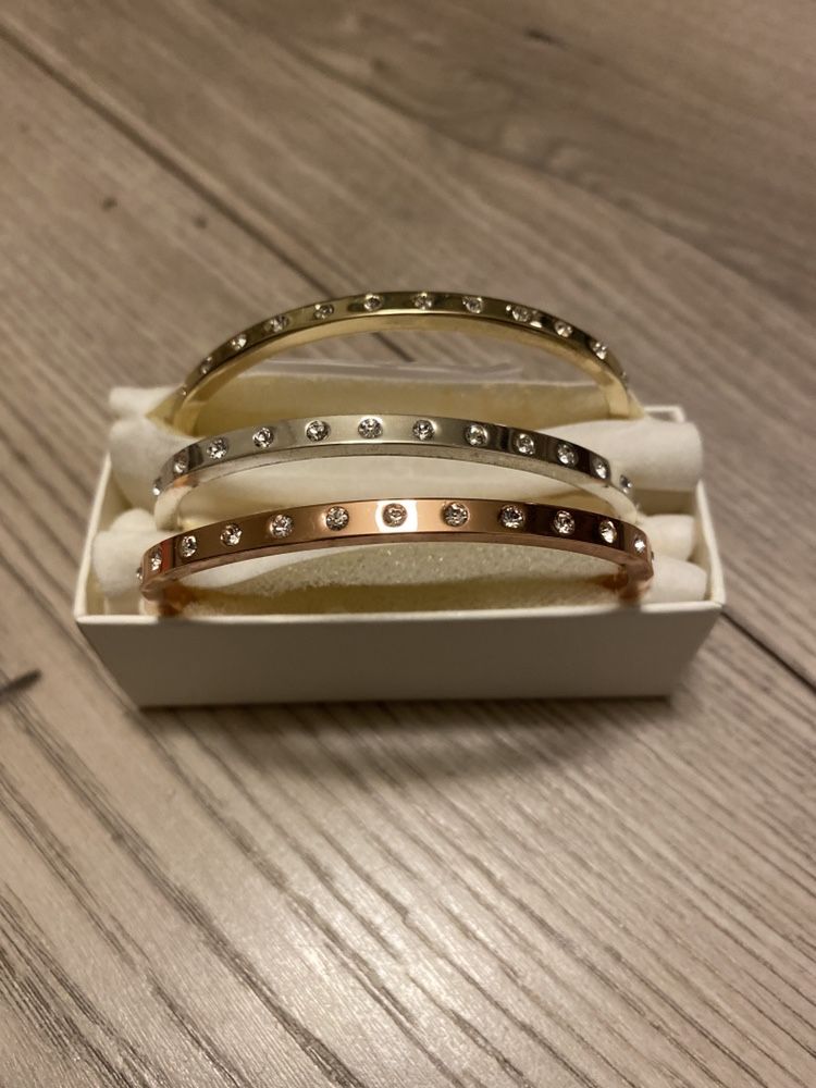 Pierre Cardin triple Crystal Bangle Set zestaw bransoletek