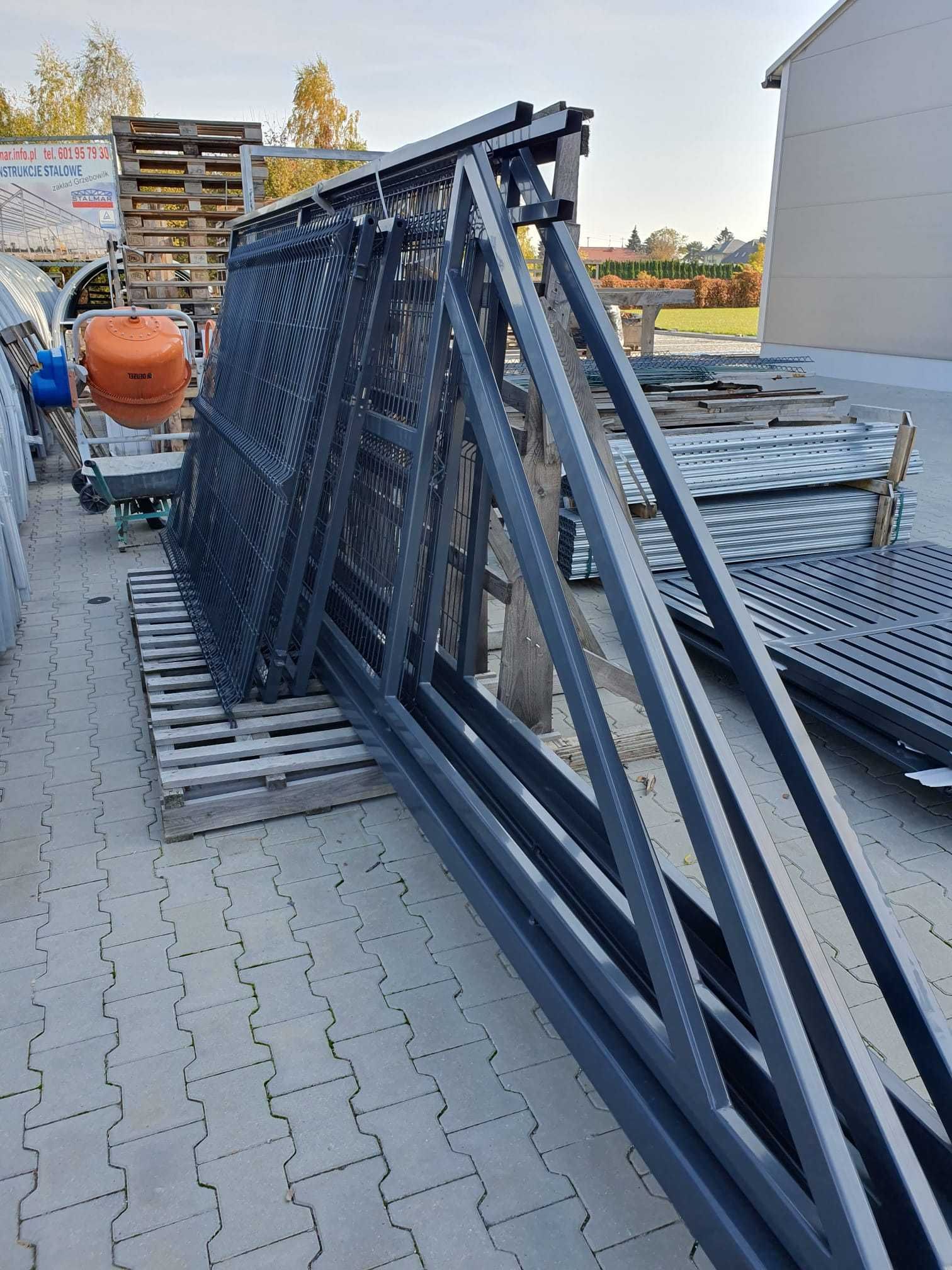 Brama przesuwna panelowa 4m RAL7016 - komplet od ręki