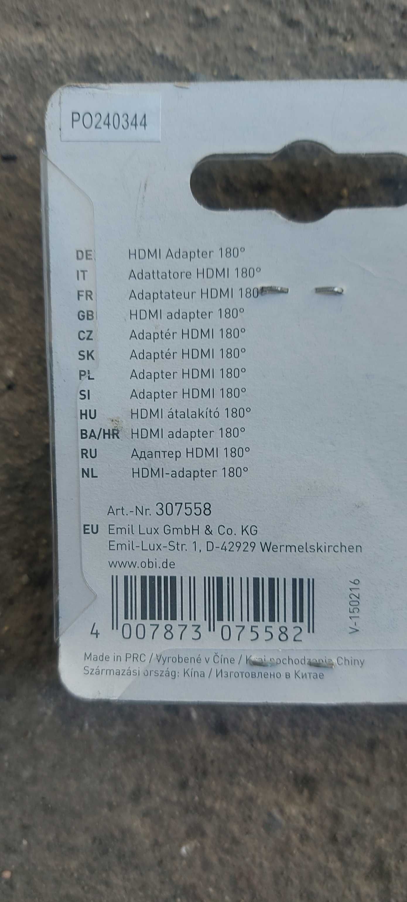 Ruchomy Adapter Kątowy HDMI 180 - 90 stopni Obi