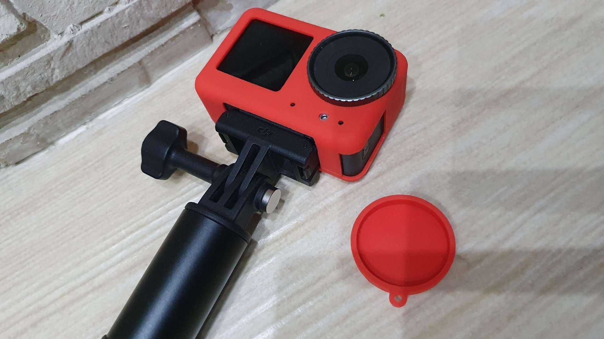 silikonowa osłona pokrowiec etui + kapsel dekiel DJI Osmo Action 3 RED