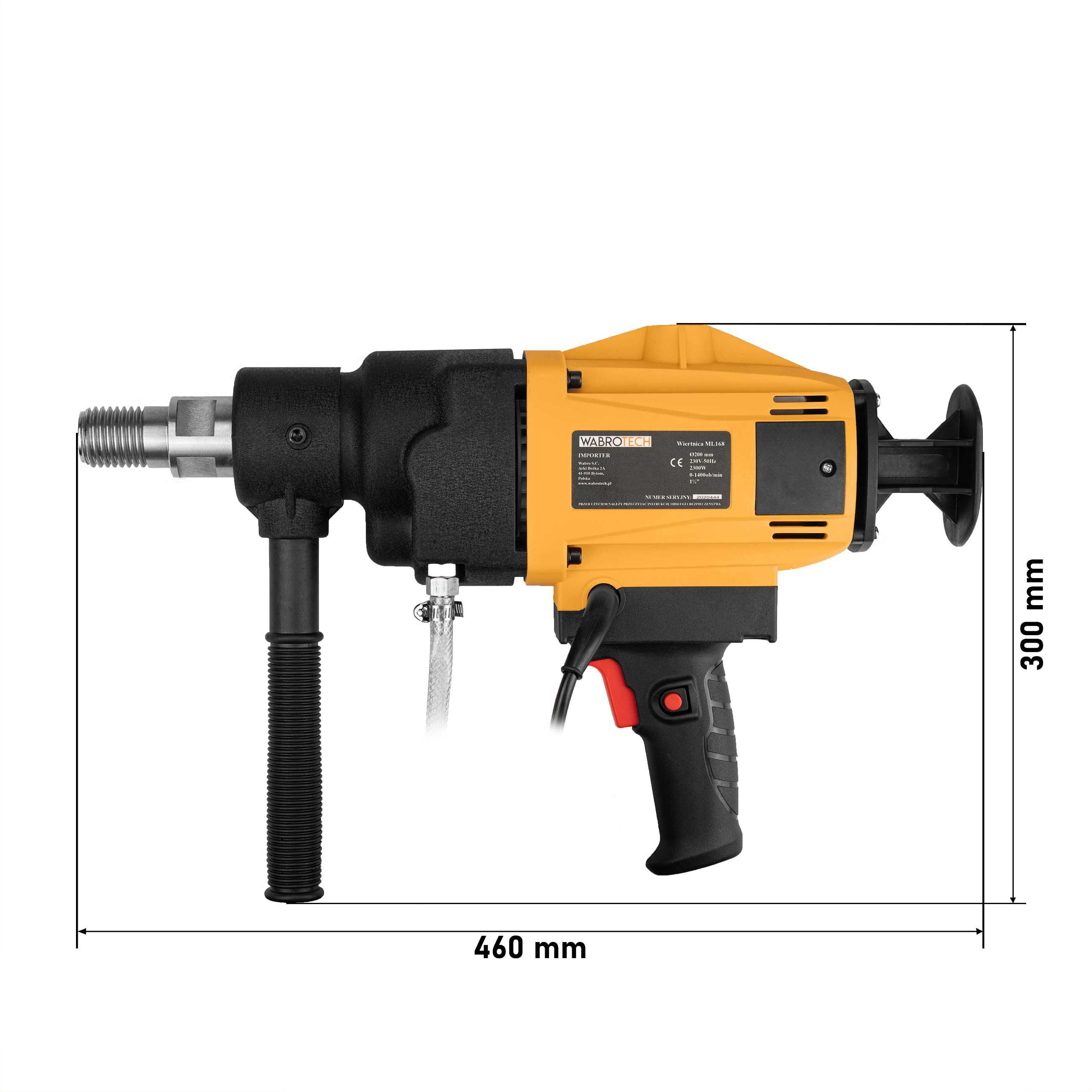 WABROTECH WT202 wiertnica ręczna 2300W 22-202mm 6.5kg sucha mokra