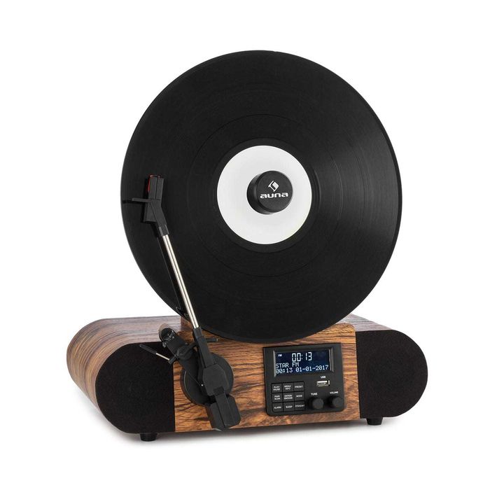 Виниловый проигрыватель BT/USB/AUX/CD/TAPE Auna Oakland DAB Retro