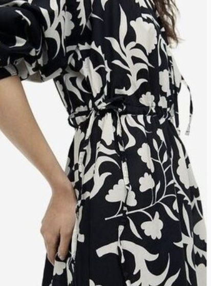 H&M sukienka midi czarno biały kwiatowy wzór bawełna  r. 46