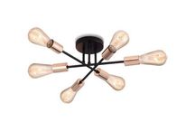 Asvert Lampa sufitowa vintage, 6 x E27, czarna, bez żarówek