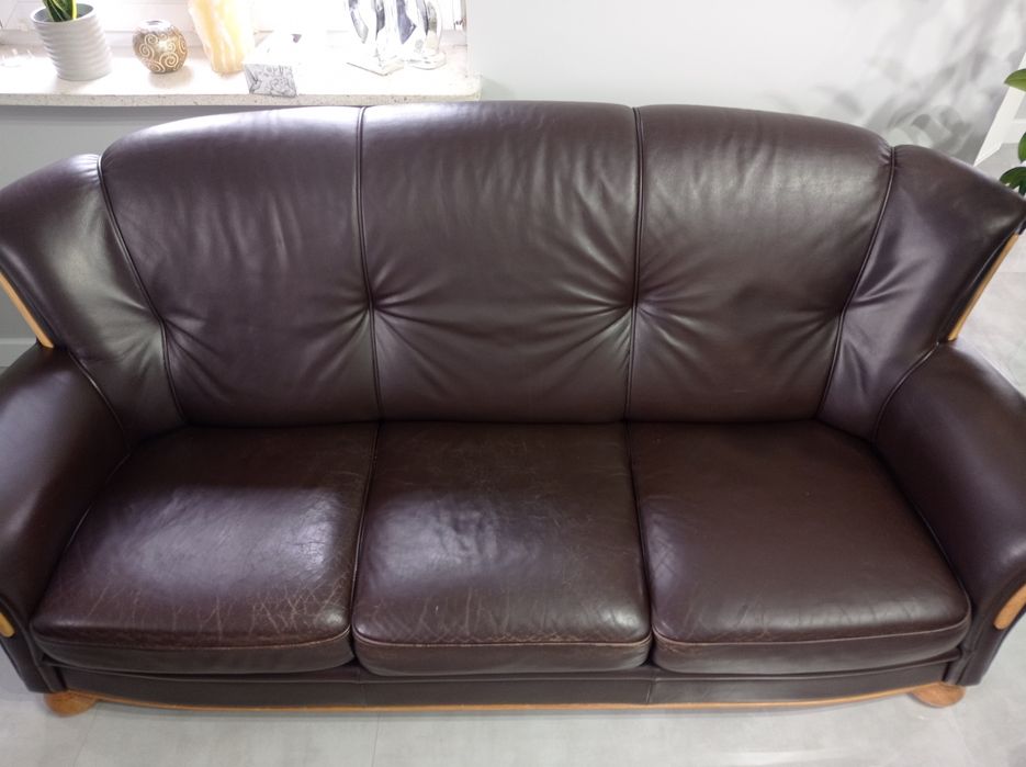 Komplet mebli wypoczynkowych skórzanych