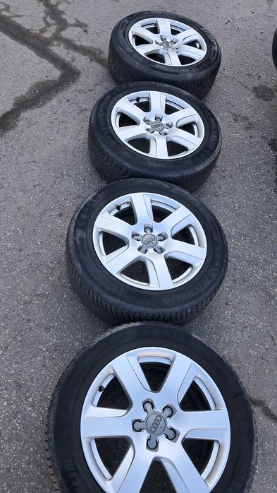 Oryginalne felgi Audi 17” 5x112, opony zimowe 222/55 Michelin