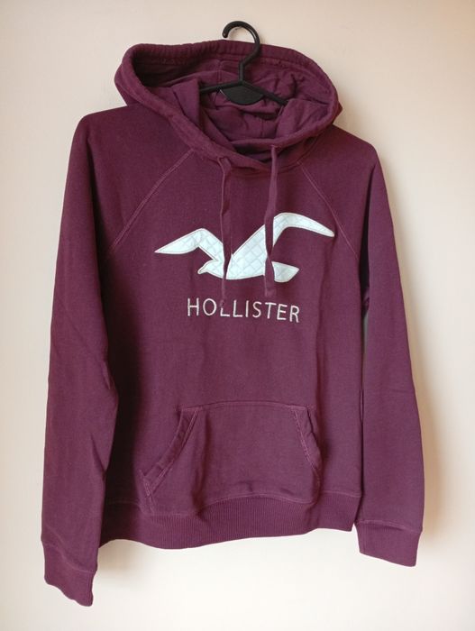 Fioletowa bawełniana bluza z kapturem, Hollister, rozmiar M