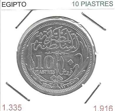 Egipto - - - 10 Piastres – 1916 - - - Moeda de Prata