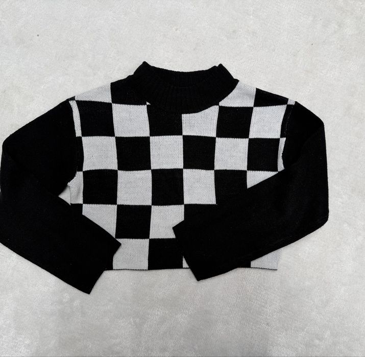 H&M sweter szachownica modny ciepły  wensday 134/140 9/10 l jesień