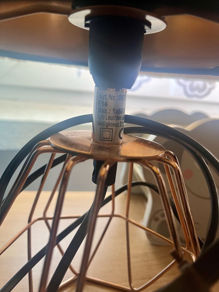 Eglo Carlton 2 lampa lampka stołowa miedź czarna tkanina rose gold