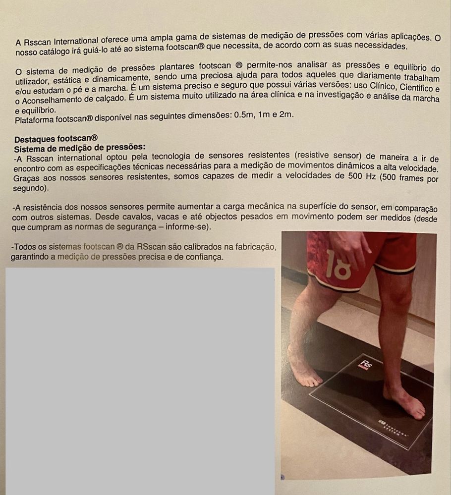 Plataforma profissional palmilhas footscan