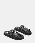 STEVE MADDEN MAYVEN BLACK Leather тапки шльопки шльопанці