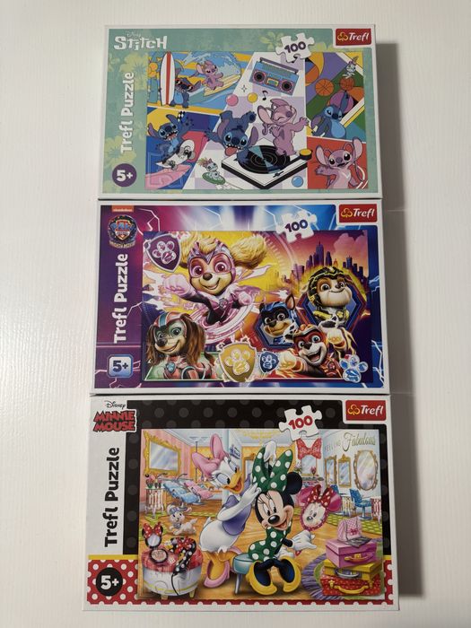 Puzzle Trefl 100 elementów – Disney, Psi Patrol, Minnie Mouse