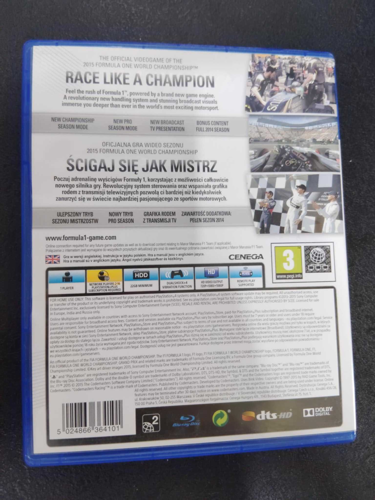 F1 2015 PS4 gra tylko po Angielsku ps4 i ps5