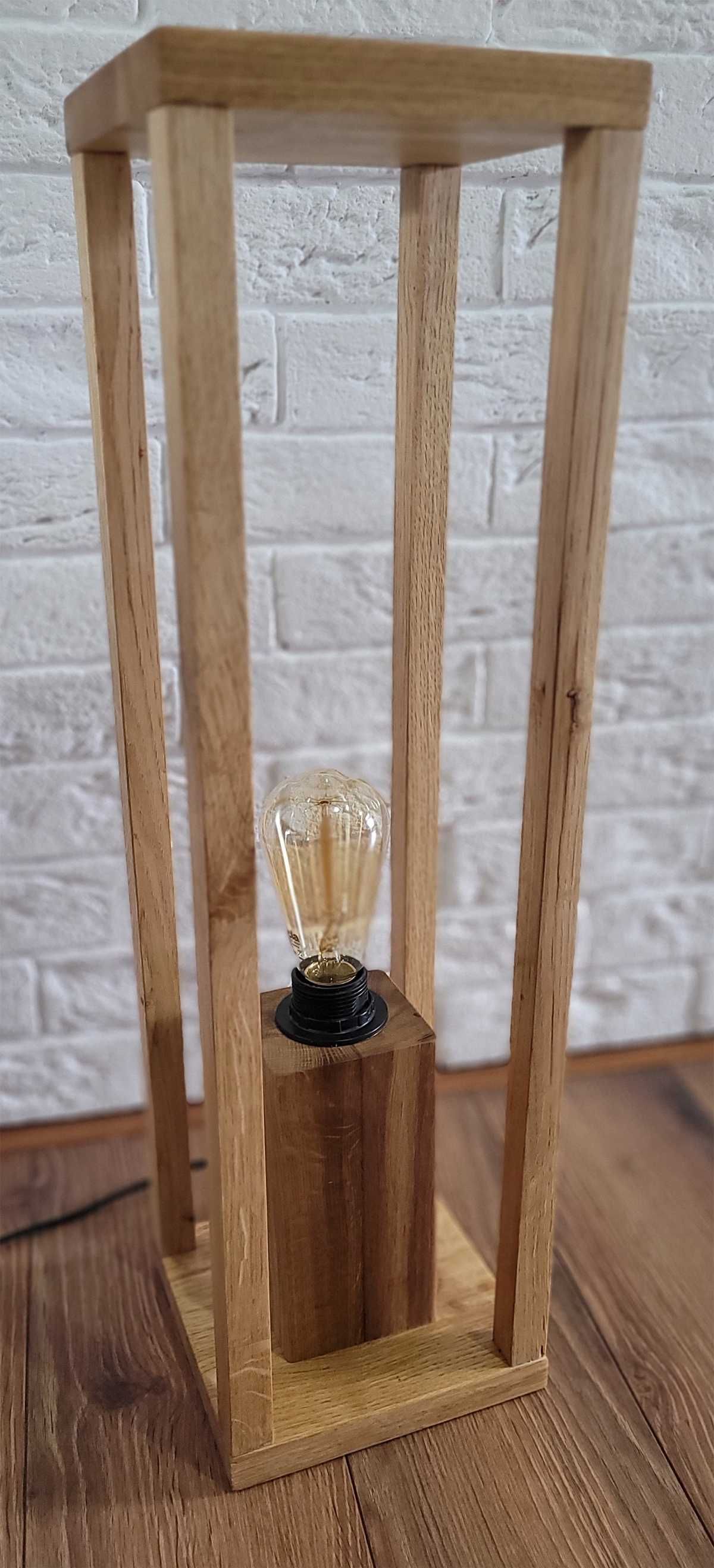 Lampa stojąca Dębowa Ręcznie Robiona Loft