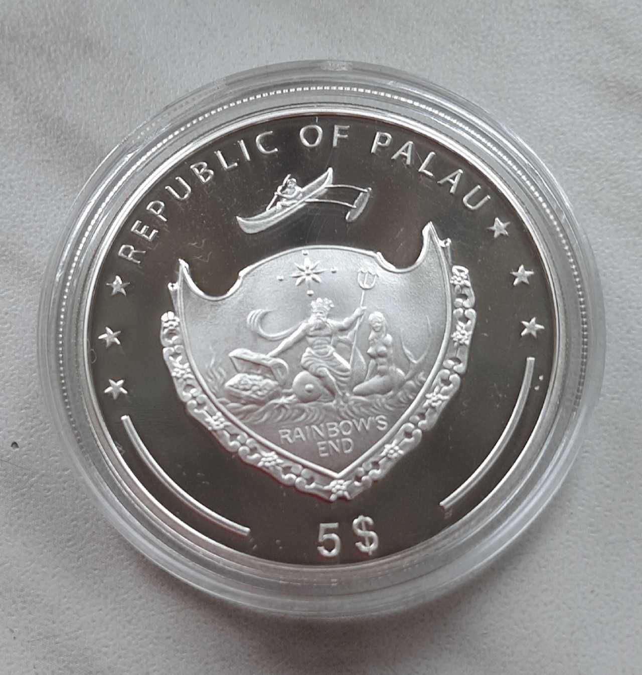 Srebrna moneta z Palau-5 dolarów-Krzywa Wieża w Pizie