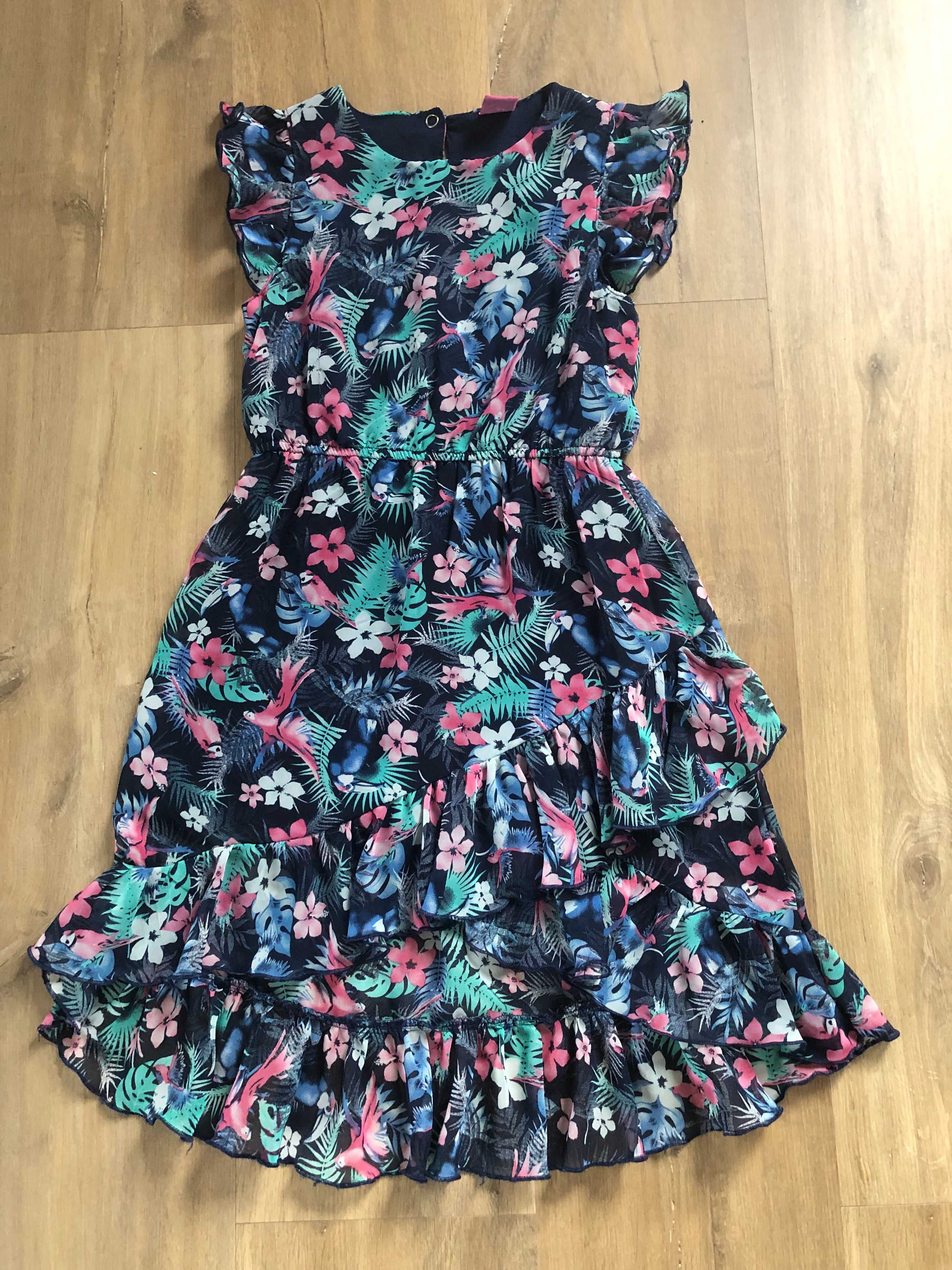 Sukienka YFK 128cm ( 7-8 lat), letnia, falbanka jak H&M
