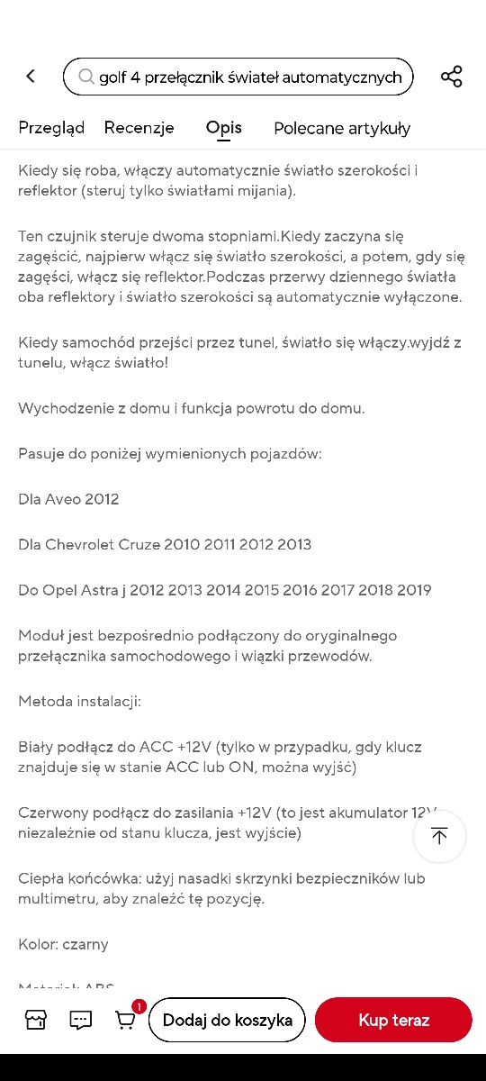 Automatyczne swiatla Czujnik sterowania swiatłami czujnik zmierzchu ch