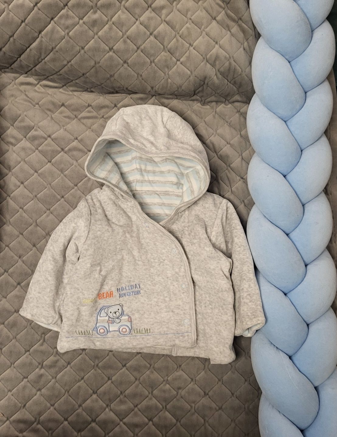 Bluza 56 Mothercare 0-3 miesiąca dla noworodka szara ciepła z kapturem