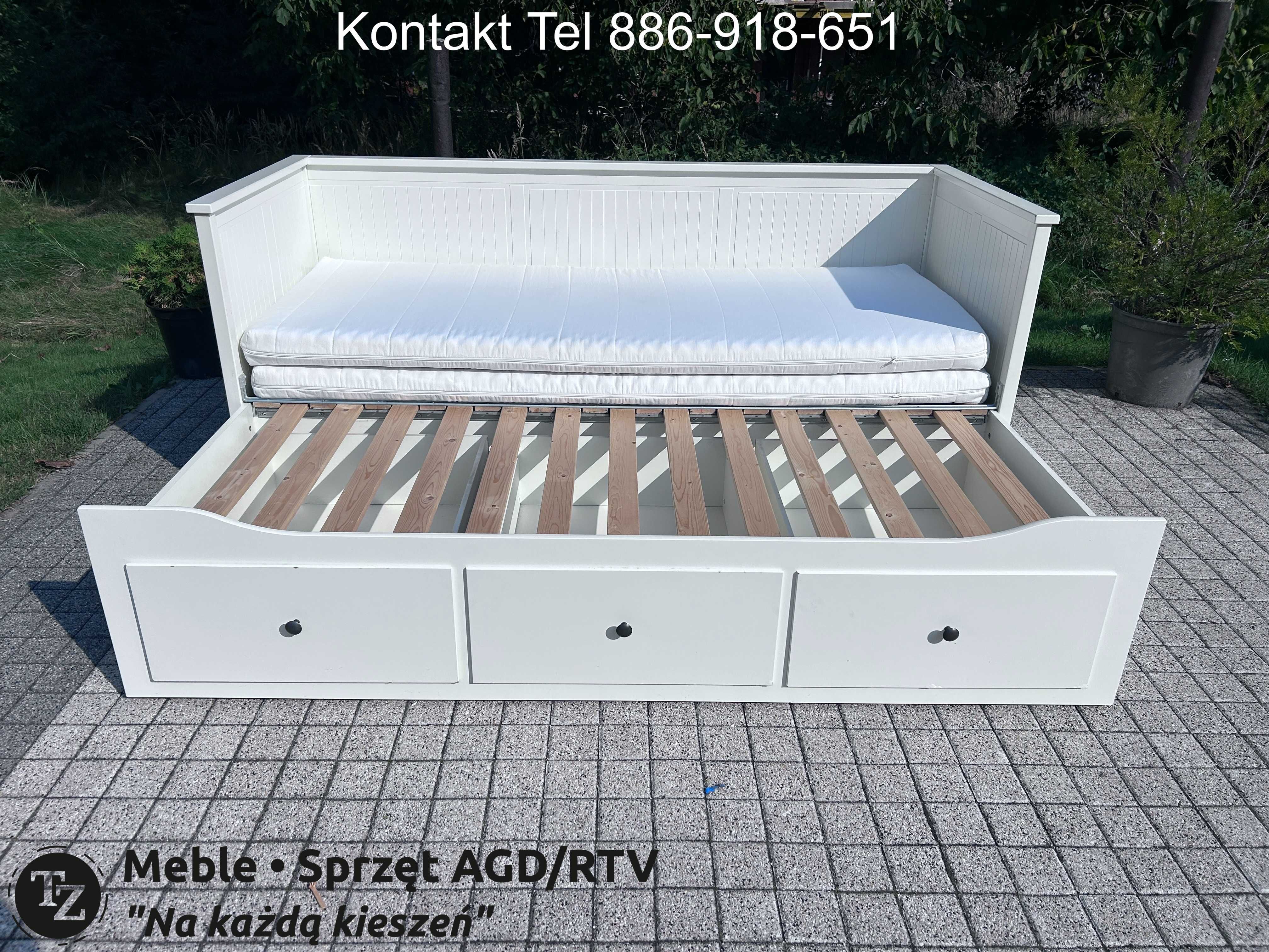 IKEA HEMNES Łóżko Leżanka z 3 szufladami, 2 materace, białe Transport
