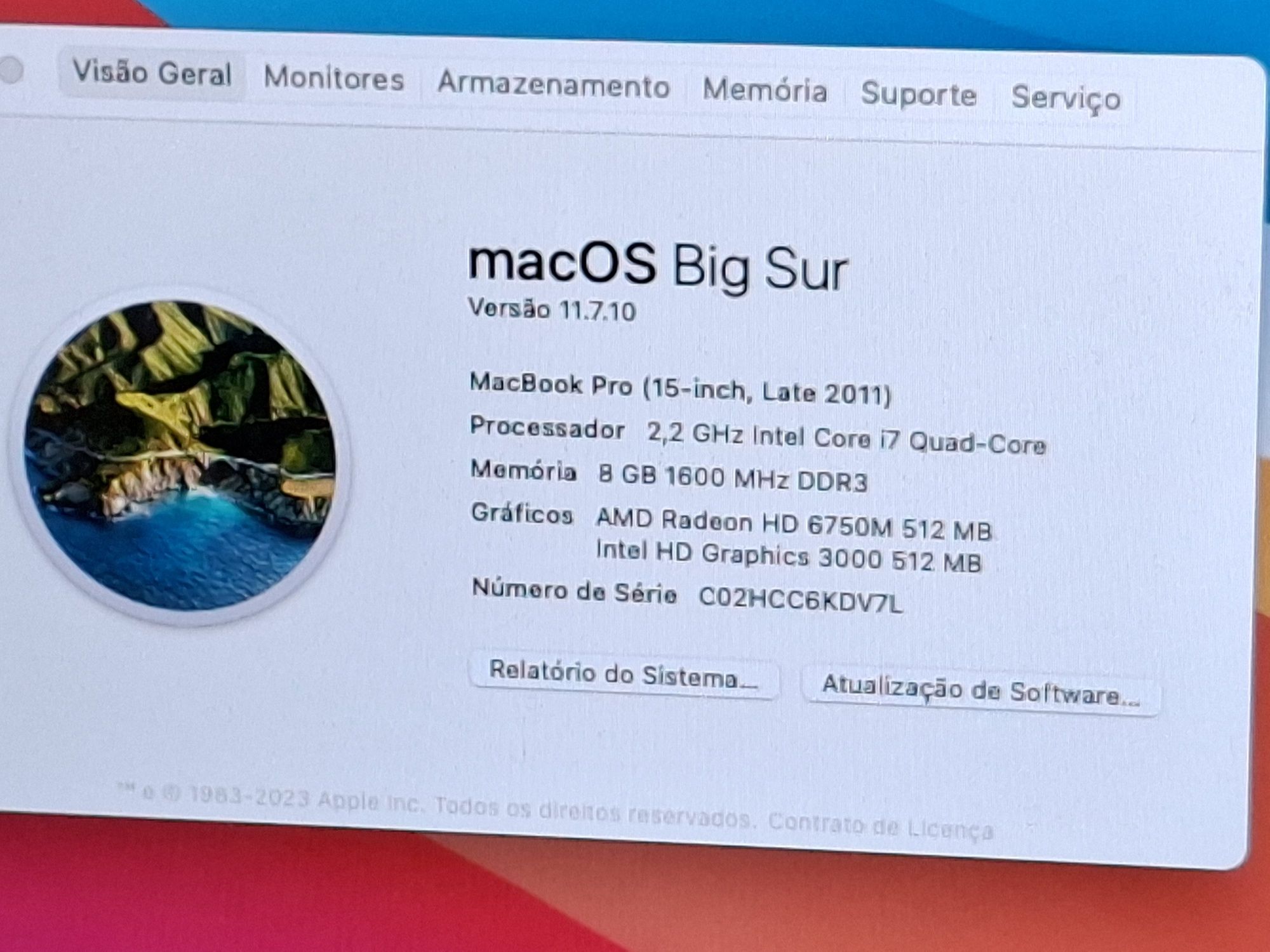 MacBook Pro Core i7 Mac OS Big Sur, Disco SSD | 8 Gig RAM , Impecável