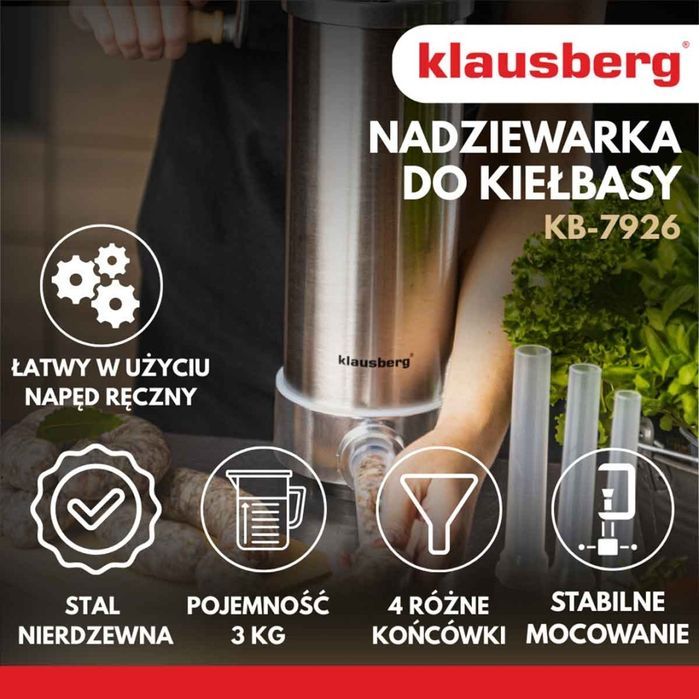 Ręczna Nadziewarka Do Kiełbasy 3Kg Klausberg Kb-7926 Pionowa