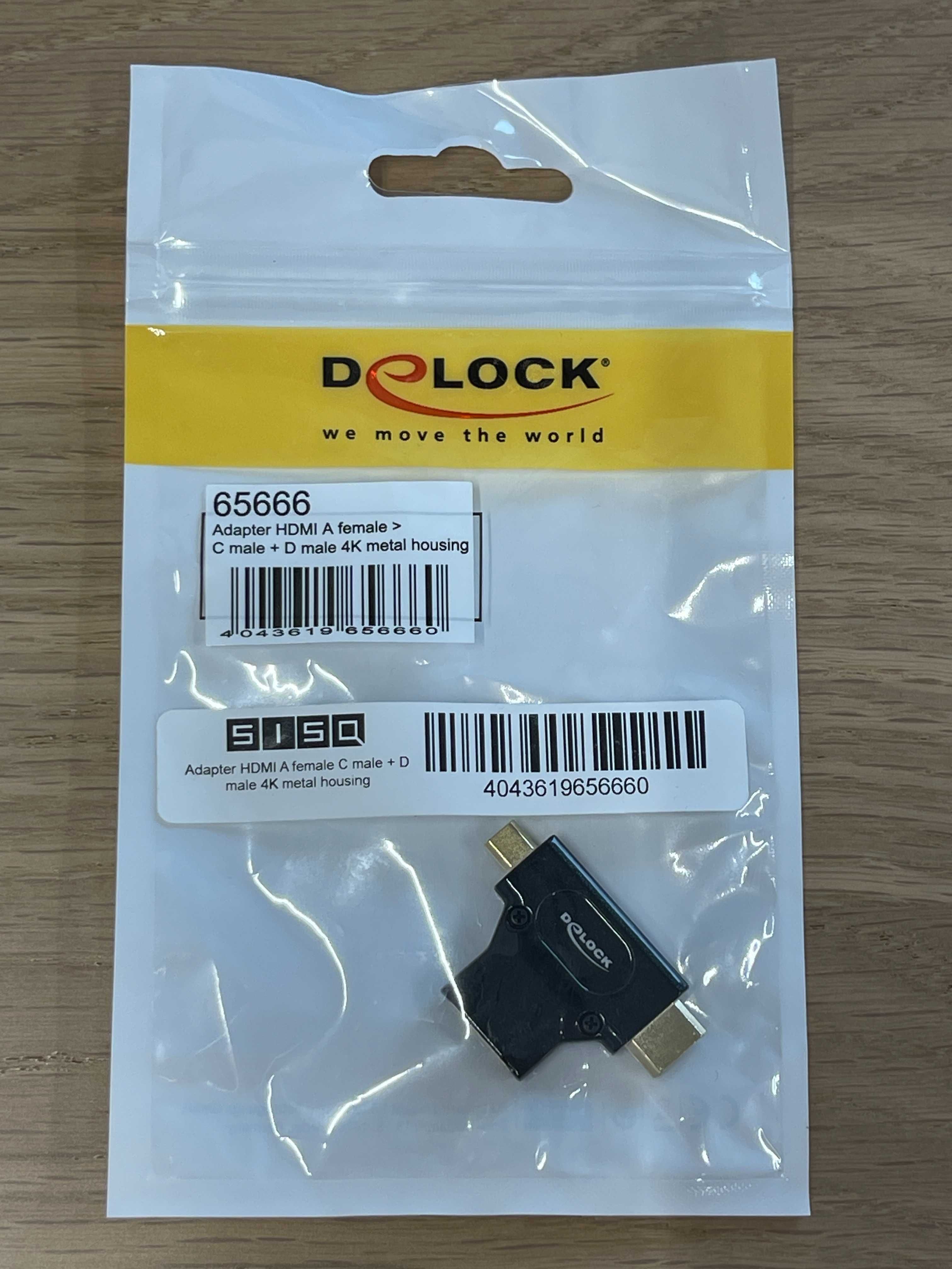 Adapter AV Delock HDMI Micro - HDMI Mini - HDMI czarny (65666)