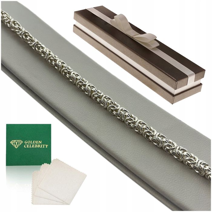 Elegancka Srebrna Bransoletka Splot Królewski / Bizantyjski 925 + Grat
