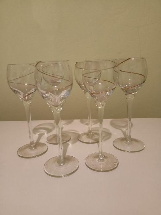 Kieliszki do likieru/ nalewek wina zlote stare Touch of Glass Romania