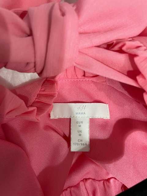 różowa bluzka ciążowa z bufiastymi rękawami H&M mama M 38