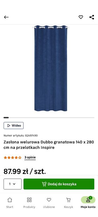 Sprzedam granatowe zasłony zaciemniające r. 140x280 cm