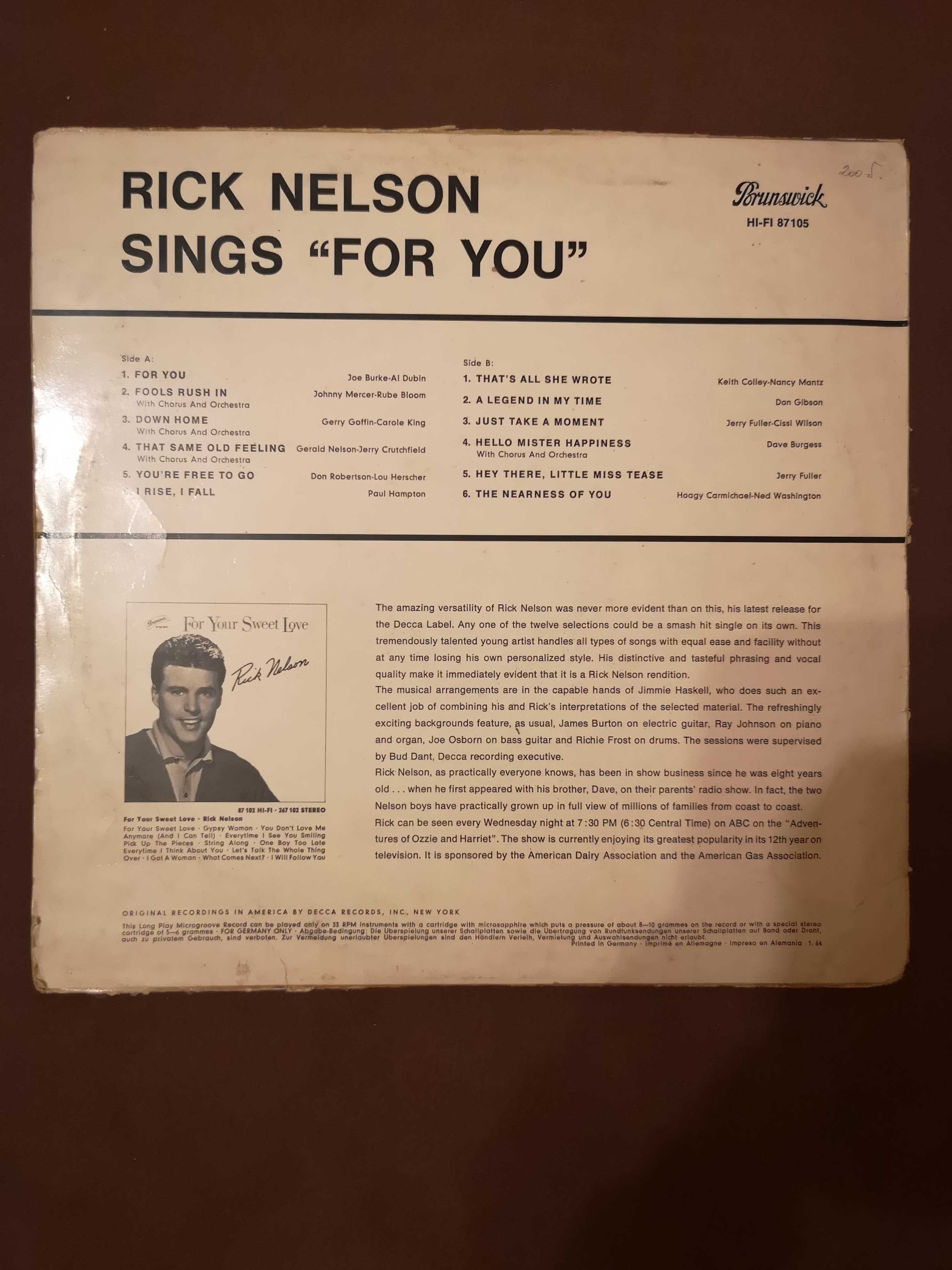 Rick Nelson – Rick Nelson Sings "For You"