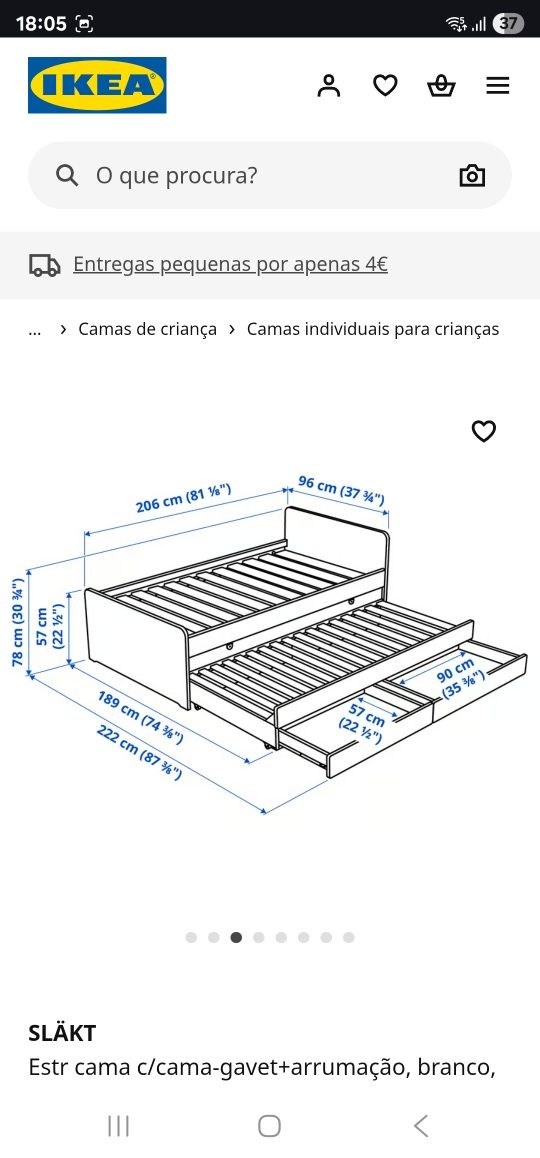 Cama dupla solteiro, com gavetas